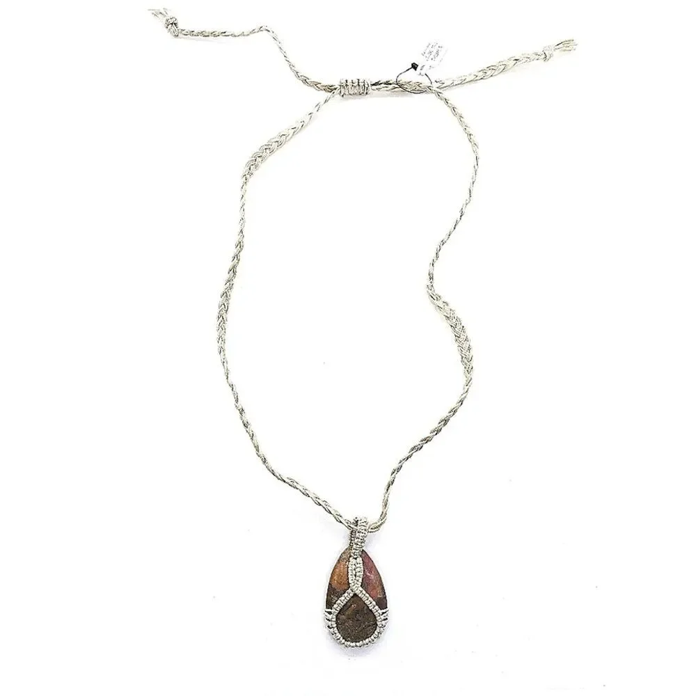 FREE PEOPLE Genuine Stone Pendant Boho Necklace-NWT $68 - Picture 2 of 4